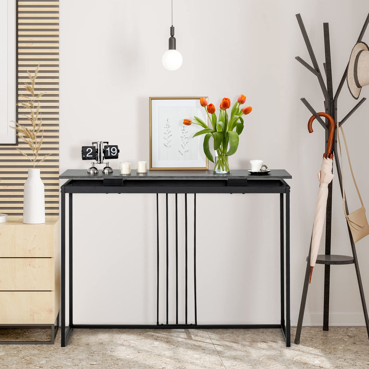 Table Console En Marbre Blanc Et Doré 120x30x80,5 Cm - Meuble Entrée Moderne Élégant