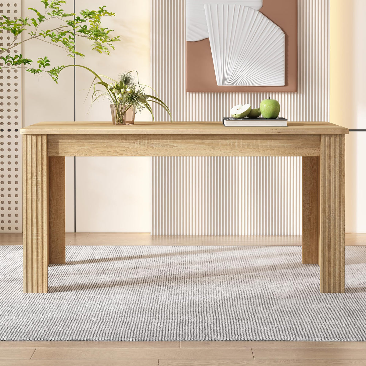 Table à Manger Rectangulaire Merax En Bois – Design Moderne Gris Effet Béton, 117 X 68 X 75 Cm, Stable Et Facile D'Entretien
