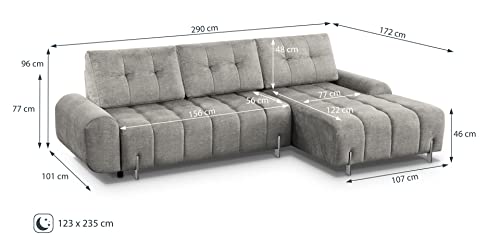Vermont - Canapé D'angle Panoramique En U - En Simili Et Tissu - Gauche