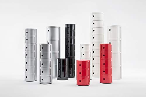 Kartell Componibili – Conteneur 2 éléments Rouge, Design Iconique Anna Castelli Ferrieri 1969 – Ø 32 Cm, Intérieur/extérieur