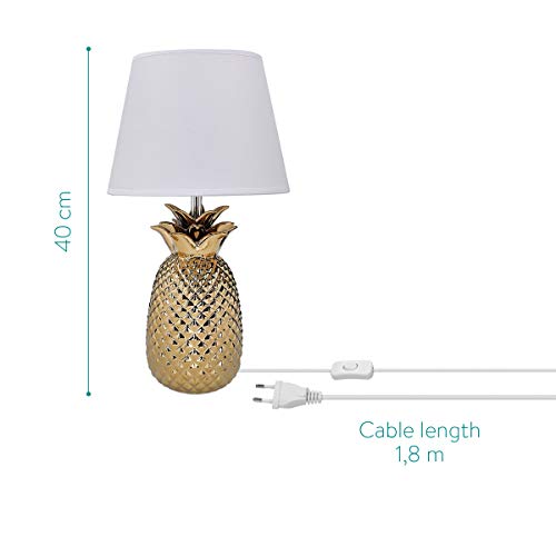Lampe De Table Ananas – Design Moderne, Noir Et Blanc, 41 Cm, Par Palazzo INT (neuf)