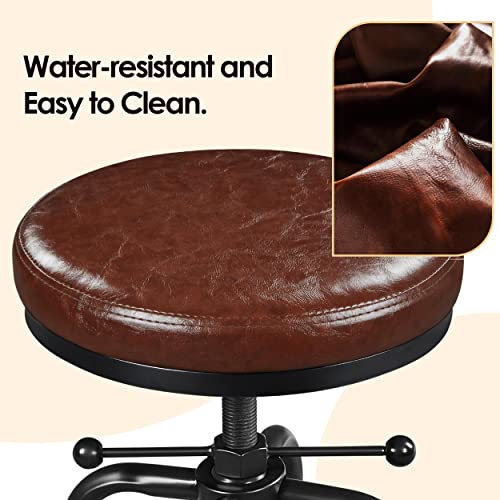 Tabouret De Bar Industriel Yaheetech - Similicuir Marron Clair Réglable En Hauteur