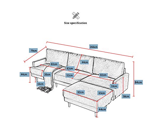 Canapé d'angle en forme de L, canapé d'angle réversible 3 places, cana –  Shop Planète Déco