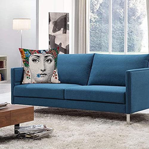 Housse De Coussin 45x45 Cm Lina Cavalieri - Coton Lin Art Style-11 - Décorative Carrée