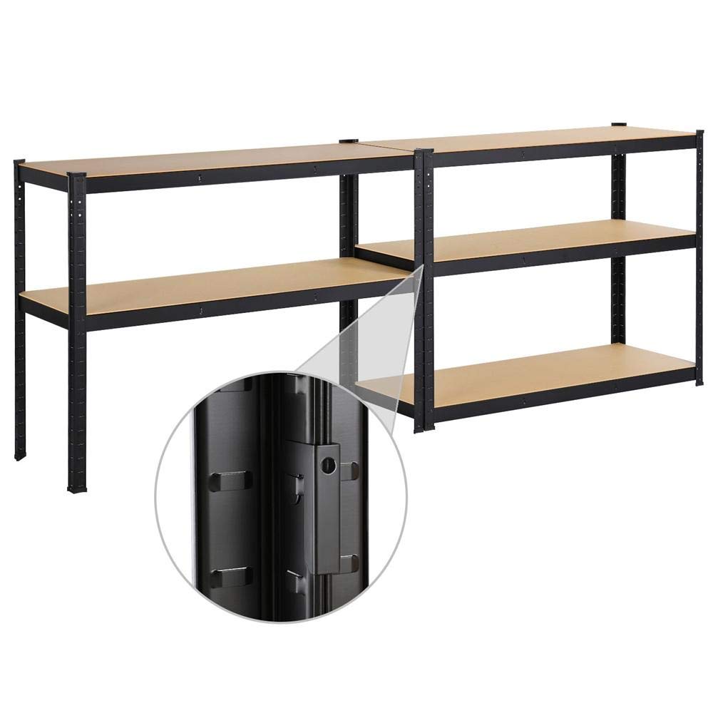 Yaheetech 180 x 90 x 60 cm étagères charge lourde clipsable résistant  meuble de rangement garage cuisine chambre noir - Conforama