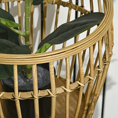 Lot De 3 Jardinières Sur Pieds En Rotin Gris – Hauteurs 60 Cm, 45 Cm, 33 Cm – Directement Plantables – Déco Intérieur/Extérieur