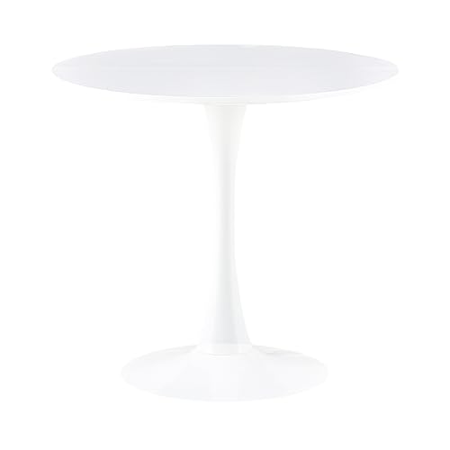 ReseeZac Table à manger ronde, table à manger de cuisine, table à manger pour 2 à 4 personnes, pour salon, salle à manger, bureau, 80 x 80 x 73 cm, plateau de table design interrompu, blanc