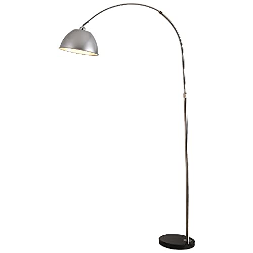 jiande 185cm Lampe de Plancher d'arc Moderne Lumière de Lecture for Salon Chambre à Coucher. Base de marbre. Prise de Plancher de Sol réglable en Acier Inoxydable E27
