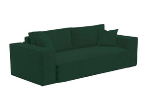 Vente-unique - Canapé 3 Places Convertible Express en Velours côtelé Vert Sapin - Couchage 140 cm - Matelas 14 cm avec mémoire de Forme - Amelia - Velours