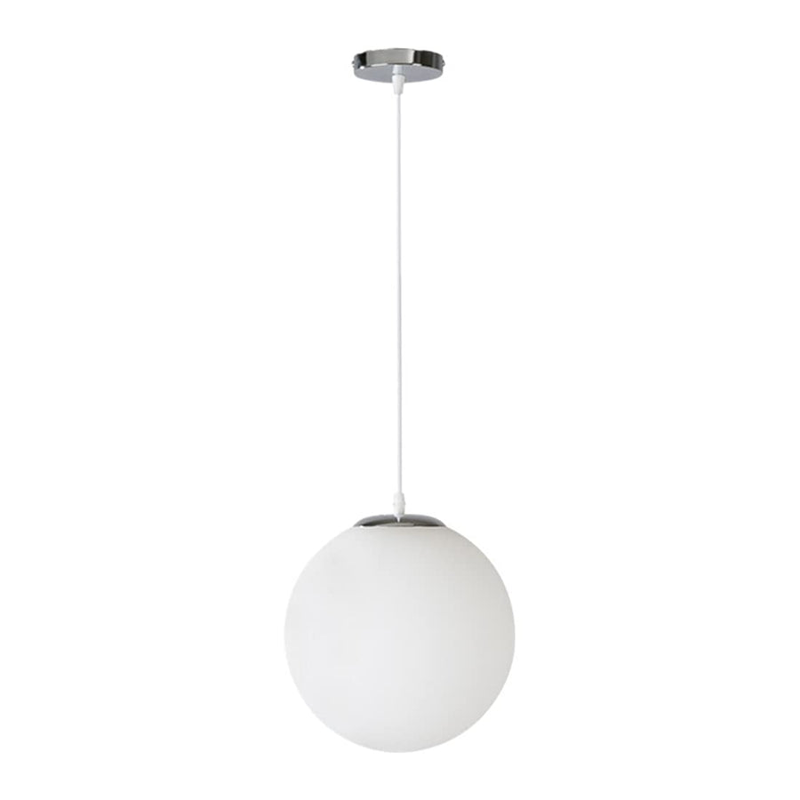 Suspension Globe Moderne avec Abat-Jour en Verre Blanc, plafonnier à 1 lumière en Forme de Boule de Verre, luminaire Suspendu chromé pour Cuisine, îlot, Chambre à Coucher, Salle à Manger, Salon