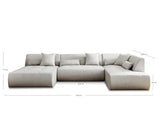 Lisa Design - Onyx - canapé panoramique d'angle Droit 7 Places - en Tissu - Beige