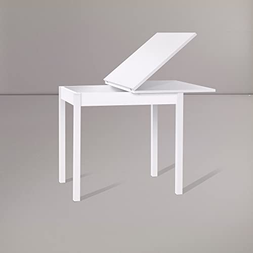 icreo Table extensible moderne économise de l'espace SATURNO blanc frêne 80 x 60/120 cm **ARRIVA MONTÉ**