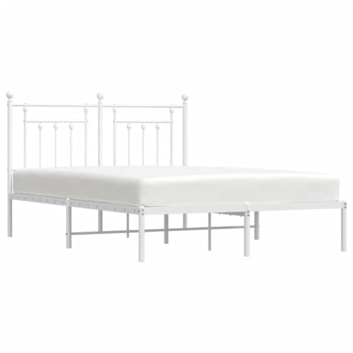vidaXL Cadre de lit métal avec tête de lit Blanc 140x190 cm vidaXL Cadre de lit métal avec tête de lit Blanc 140x190 cm