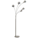 vidaXL Lampadaire Lampe sur Pied Lampe de Sol Lampe à Arc Lumière Eclairage Salon Chambre à Coucher Maison Intérieur 200 cm 5 x E14 Argenté