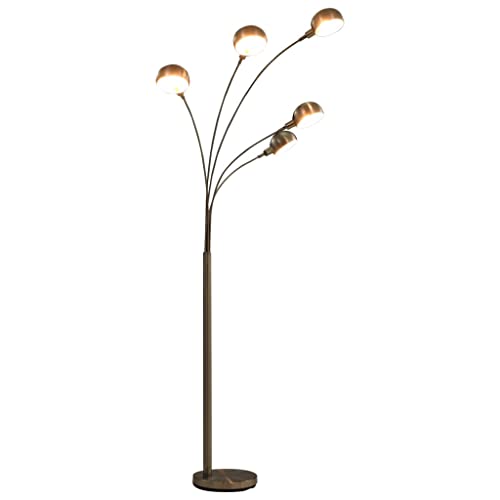 vidaXL Lampadaire Lampe sur Pied Lampe de Sol Lampe à Arc Lumière Eclairage Salon Chambre à Coucher Maison Intérieur 200 cm 5 x E14 Argenté