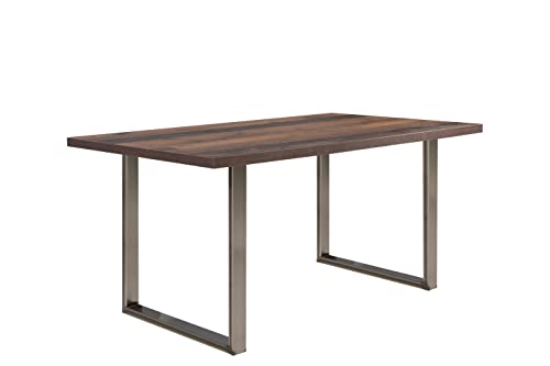 Forte Solide Non Extensible-Style vintage-160 x 74,7 x 90 cm, d Forte Solide Non Extensible-Style vintage-160 x 74,7 x 90 cm, d'ingénierie Métal Plastique, Plateau de Table avec décor Vieux Bois Vintage, 160 x 90 cm