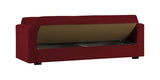 Dmora - Canapé lit 3 places Pinto, Canapé-lit conteneur linéaire, Canapé de salon en tissu rembourré avec ouverture clic-clac, 212x80h87 cm, Rouge