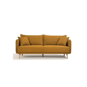HEXAGONE Canapé Fixe 3 Places Daren - Tissu Moutarde - L 207 x P 90 x H 88 cm - Fabriqué en France