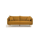 HEXAGONE Canapé Fixe 3 Places Daren - Tissu Moutarde - L 207 x P 90 x H 88 cm - Fabriqué en France
