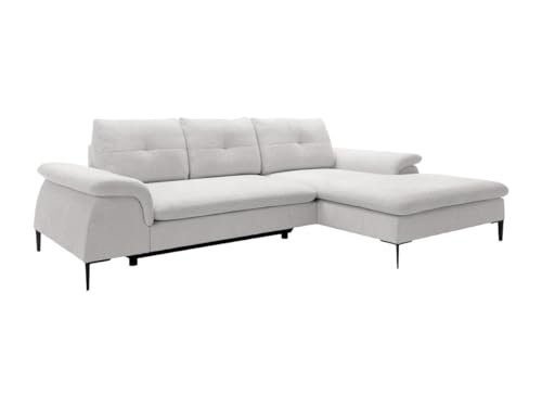 Vente-unique - Canapé d Vente-unique - Canapé d'angle Droit Convertible en Tissu Bouclette Blanc JOLESA