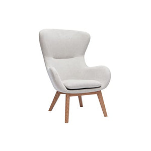 Miliboo Fauteuil scandinave en Tissu Effet Velours texturé Beige et Bois Clair ESKUA