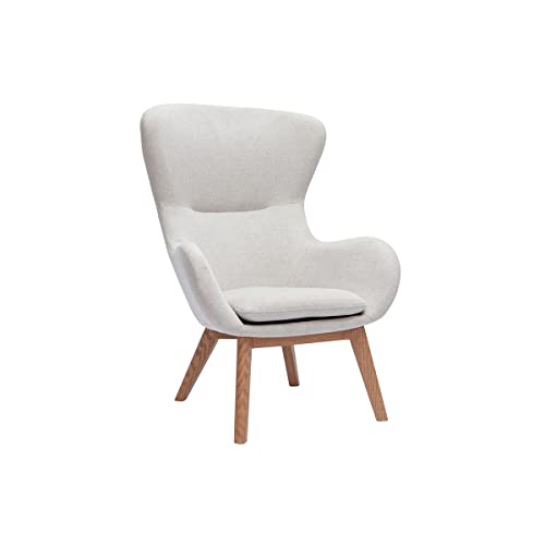 Miliboo Fauteuil scandinave en Tissu Effet Velours texturé Beige et Bois Clair ESKUA Miliboo Fauteuil scandinave en Tissu Effet Velours texturé Beige et Bois Clair ESKUA