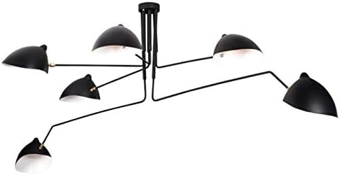 Appliques murales, appliques murales industrielles rétro Serge Mouille, appliques murales vintage de designer français, appliques murales rotatives pour la décoration intérieure (6 bras noirs)