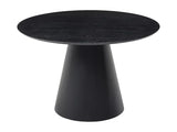 Vente-unique - Table à Manger Ronde 4 Personnes placage frêne - Noir - ANTALIZA