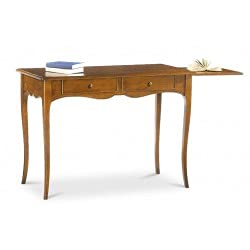 Mar.c.a. Design, Console Meuble, Bureau avec Rangement en Bois, Noyer Foncé - Meuble Secrétaire Bureau Classique - Bureau Informatique avec Tiroirs et Plateau Coulissant 110x56x80H, Meuble Salon