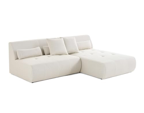 Lisa Design - Onyx - canapé modulable d'angle réversible 4 Places - en Tissu Mailles 3D, Beige