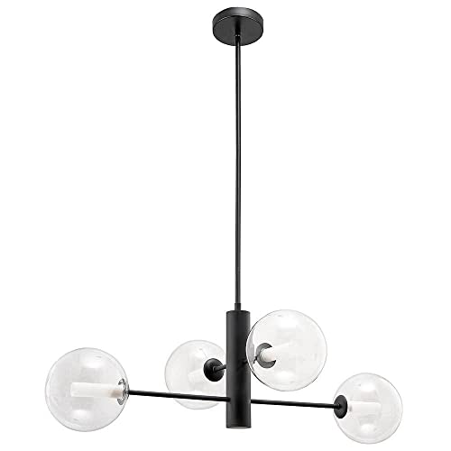 MAZAGE Suspension industrielle d'îlot de cuisine avec abat-jour en verre de globe, plafonniers en métal, lustre noir pour salle à manger de couloir de salon needed