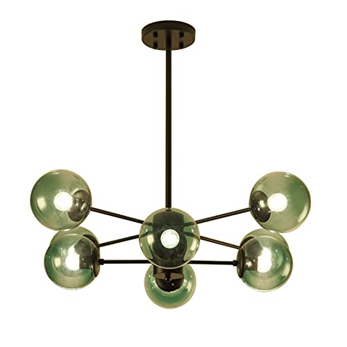 DRYIC Lustre, Lustre Suspension Globes En Verre Spoutnik Suspension Pour Îlot de Cuisine Salon Chambre Salle À Manger/Green/8-