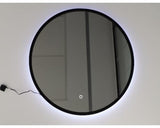 Miroir Mural Rond LED Tactile - Cadre Noir - D 80 Cm - Lustro Luna