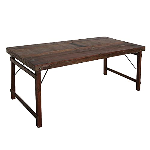 STUFF Loft Table de salle à manger vintage en bois massif ciré et pliable Style shabby chic Marron 165 x 75 x 76 cm STUFF Loft Table de salle à manger vintage en bois massif ciré et pliable Style shabby chic Marron 165 x 75 x 76 cm