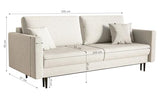 Selsey VALICO - Canapé Convertible - 3 Places - Velours hydrophobe - Beige