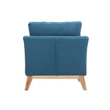 Miliboo Fauteuil scandinave déhoussable en Tissu Bleu Canard et Bois Clair Oslo