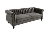 Vente-unique - Canapé Chesterfield 3 Places en Velours Trumbo - Gris