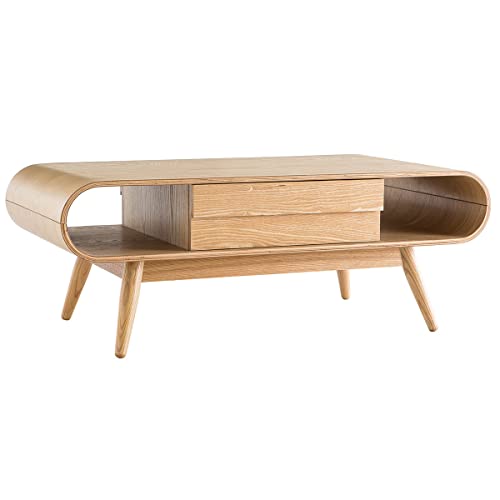 Miliboo Table Basse rectangulaire avec rangements scandinave Bois Clair L120 cm BALTIK