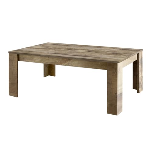 Antik - Table Basse Rectangulaire Plateau et Pieds Aspect Bois Antik