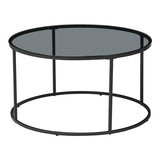 [en.casa] Table Basse Ronde pour Salon Métal Verre Trempé Fumé 45 x 80 cm Noir Transparent