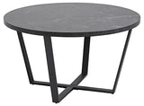 AC Design Furniture Albert Table Basse Ronde, Table Canapé Ronde, Table Basse pour Salon, Facile à Assembler, Table avec Aspect Marbre Noir et Structure en Métal, Ø: 77 x H: 44 cm, 1 pc