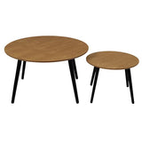 HOME DECO FACTORY HD7191 Table Gigogne Ronde X2 Appoint Salon, Bois-Noir, 80x45x80 cm