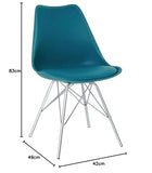 SAMPUR - Chaise Épura Design Rétro Scandinave de Salle à Manger et Bureau | Siège de Salon avec Coussin Intégré | Rembourrée avec Pieds en Acier - Bleu Canard