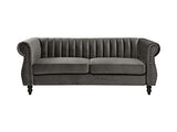 Vente-unique - Canapé Chesterfield 3 Places en Velours Trumbo - Gris