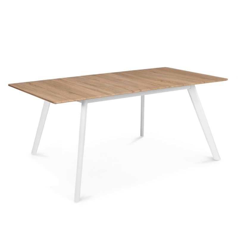 IDMarket - Table scandinave Extensible Rectangle Inga 6-8 Personnes Plateau Bois Pieds Blancs 160-200 cm IDMarket - Table scandinave Extensible Rectangle Inga 6-8 Personnes Plateau Bois Pieds Blancs 160-200 cm