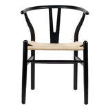 Chaise de salle à manger moderne Wishbone noir beige cadre en bois de hêtre massif meubles de style scandinave