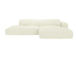 Vente-unique - Canapé d'angle Droit Ouvert en Velours côtelé Fines côtes Blanc cassé POGNI de Maison Céphy