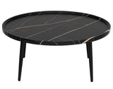 Lisa Design - Helsinki - Table Basse - Effet marbre - 80 cm, Noir