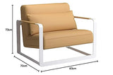 TUONI Banker Fauteuil, Métal Simili Cuir, Cappuccino/Blanc, 70 x 83 x 73 cm