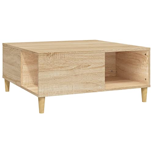 Annlera Table Basse Chêne Sonoma 80x80x36,5 cm Bois d'ingénierie Décoration Intérieure Minimaliste Table d'appoint Grand Espace de Rangement Magazines Table de Salon Chambre à Coucher